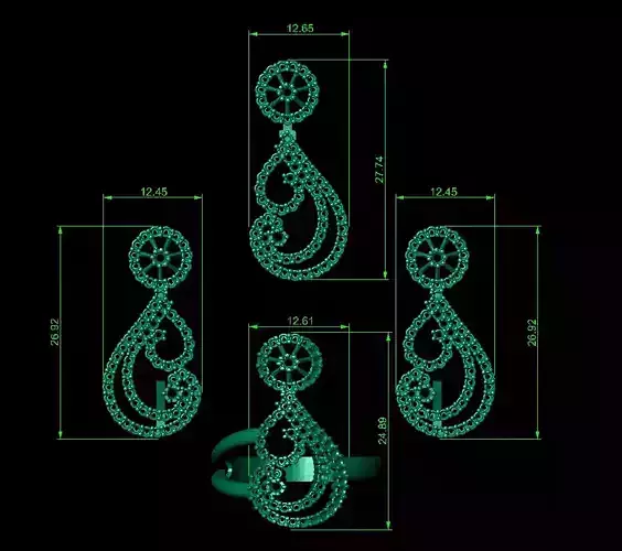 8x Model - Necklace Earring Ring Set-1