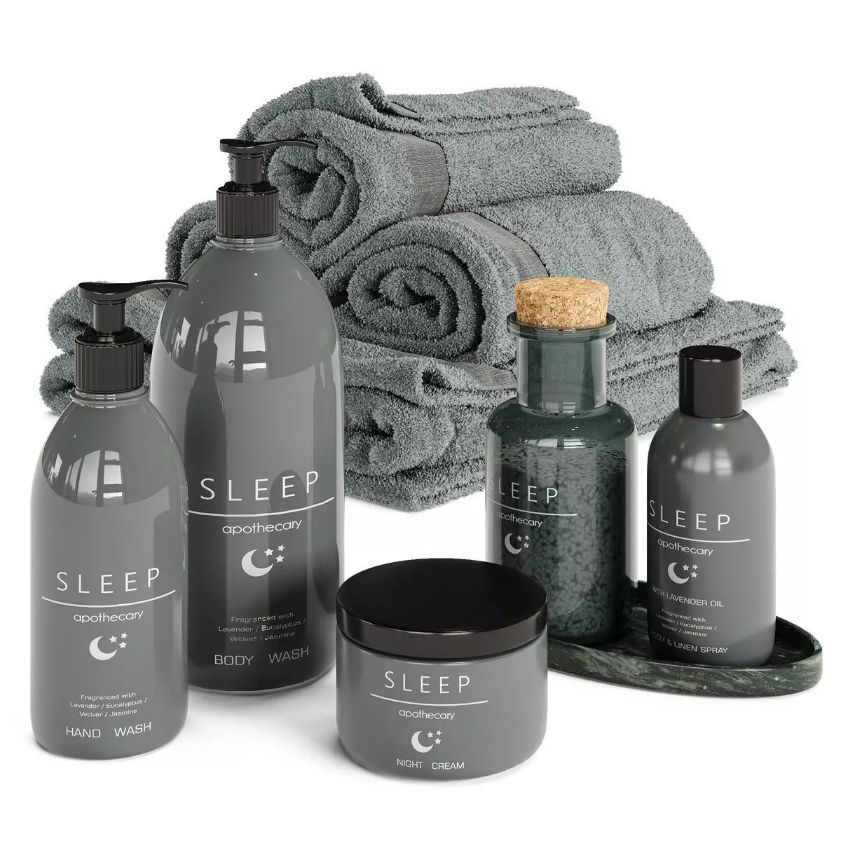 Bathroom accessories set 3D model