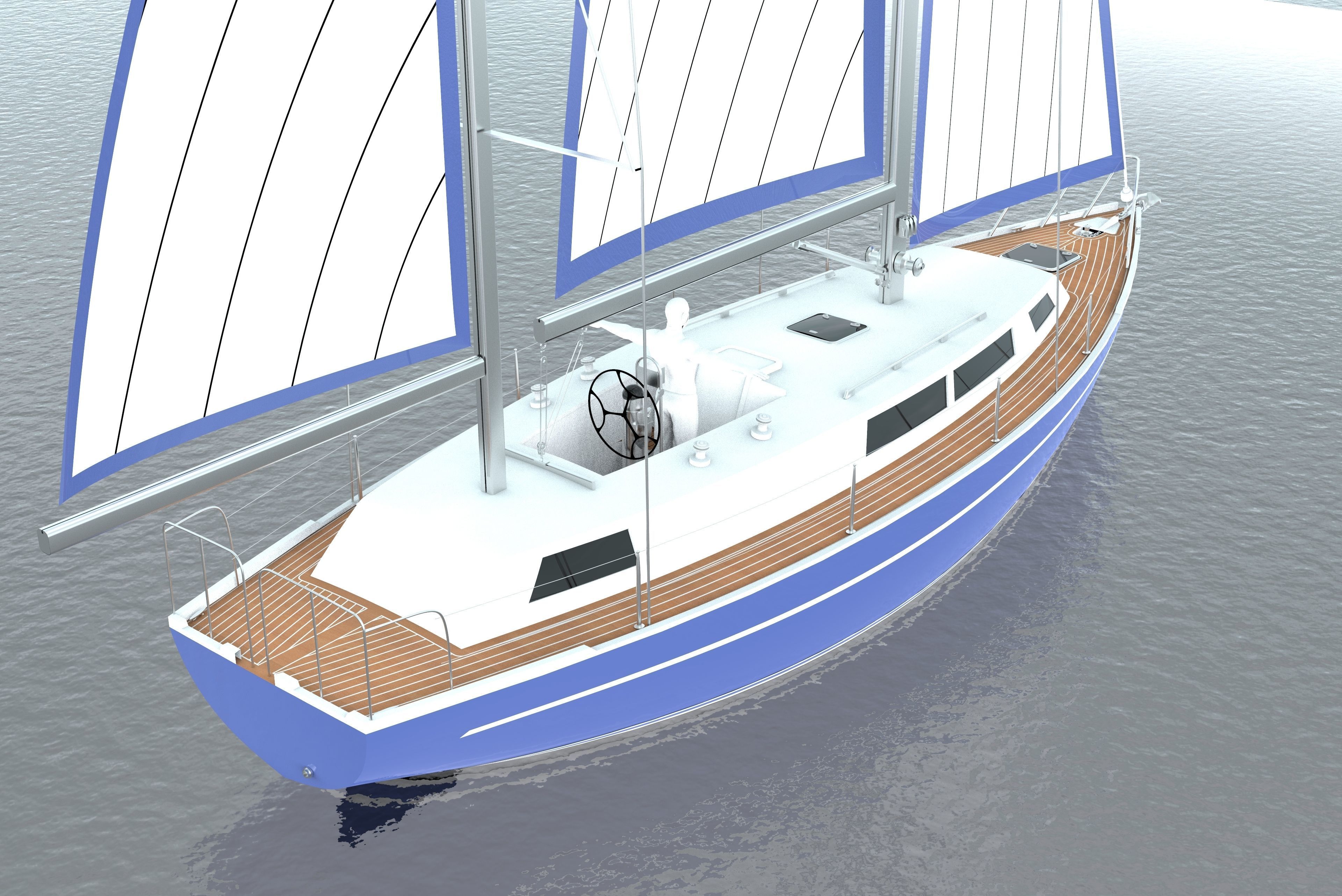 12 m Sail Yacht 3D print model_5