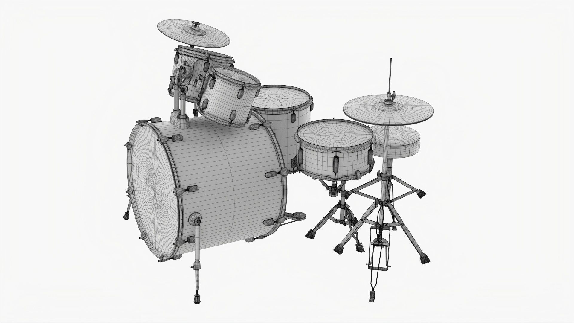 Acoustic drum set 3D model_10