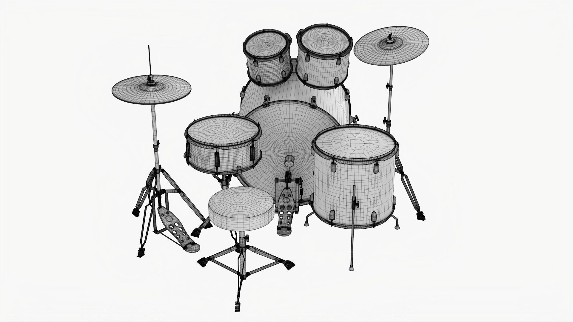 Acoustic drum set 3D model_12