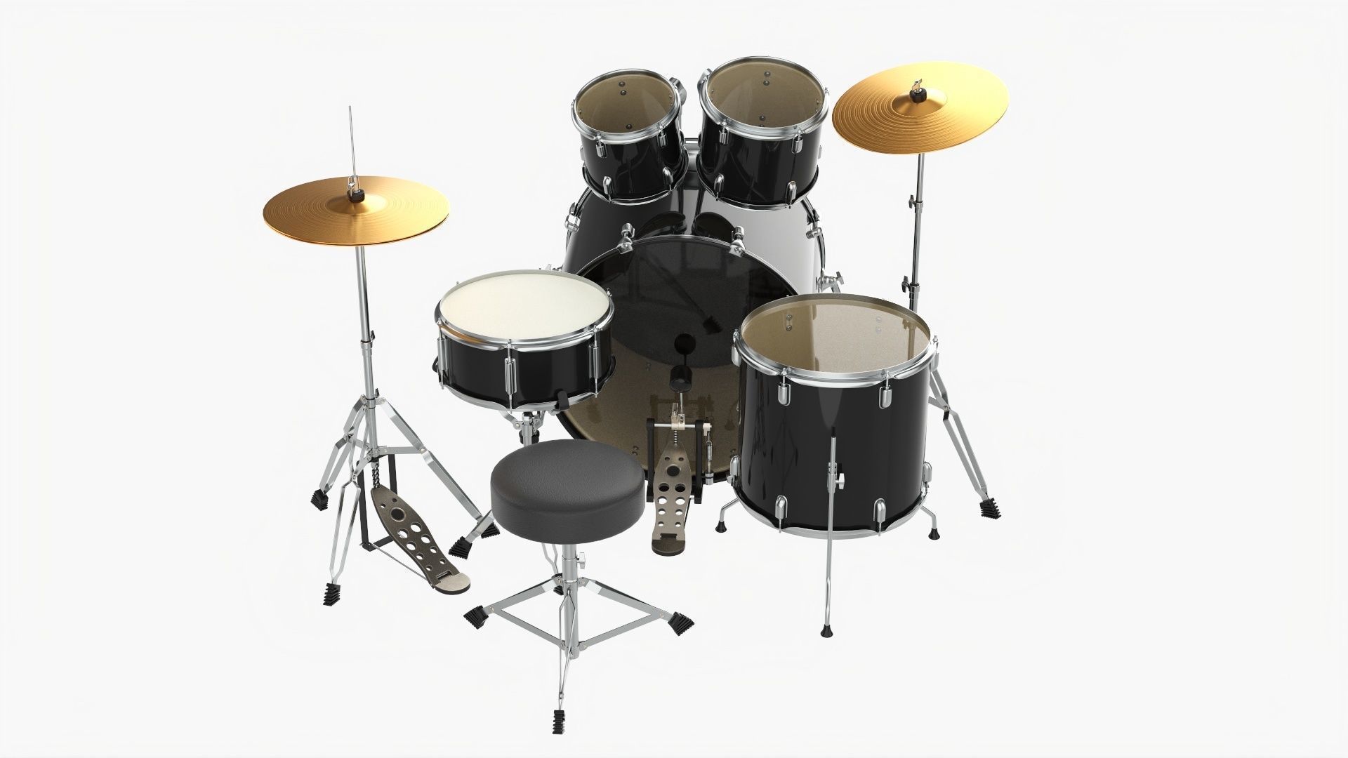 Acoustic drum set 3D model_3