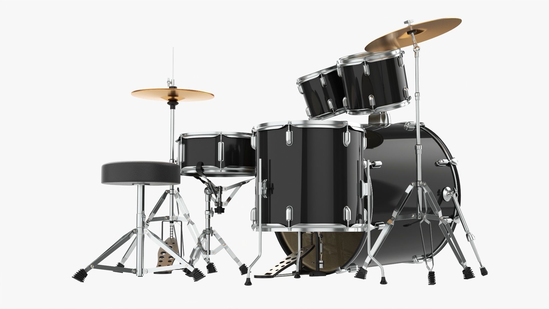 Acoustic drum set 3D model_4
