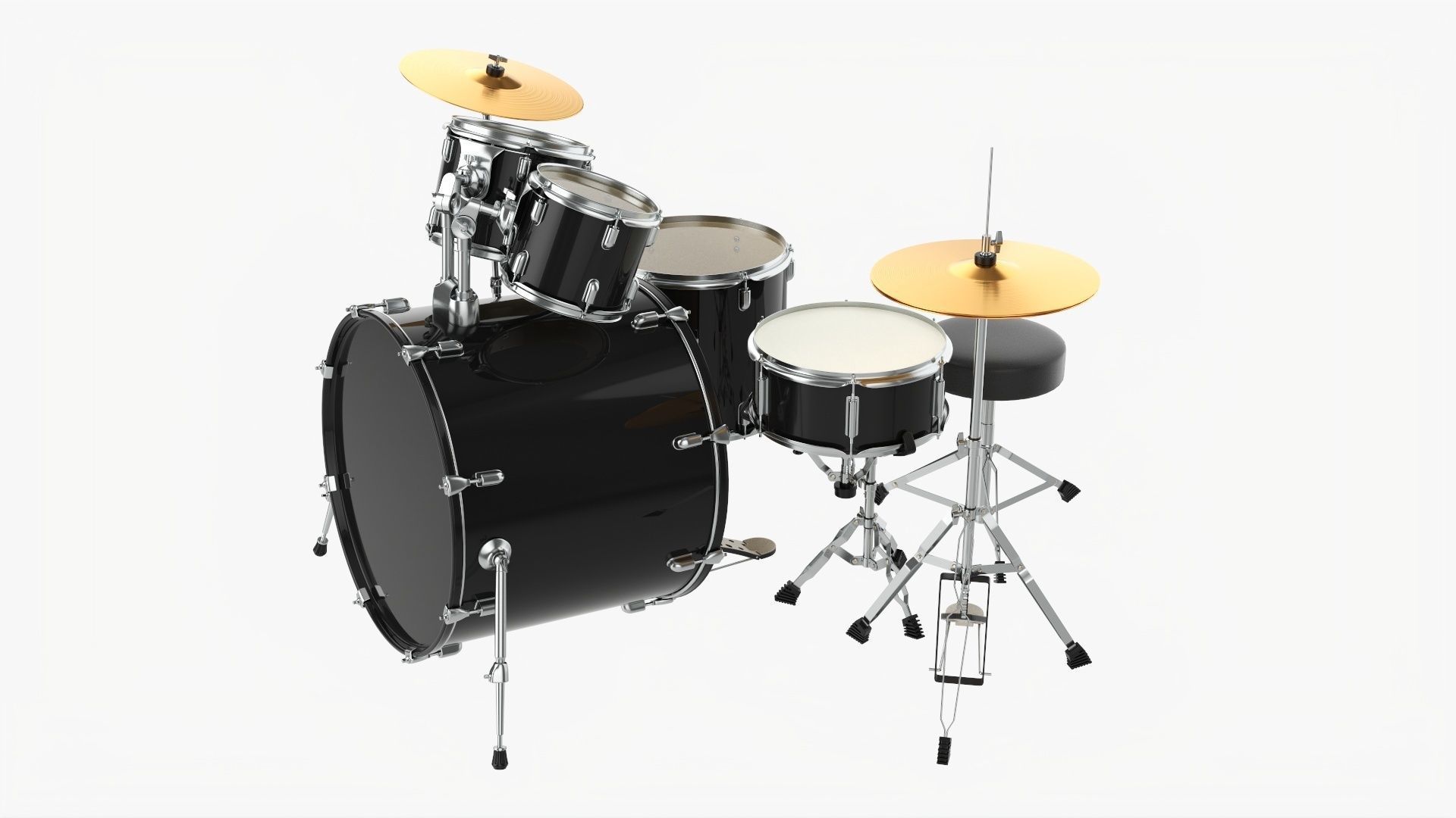 Acoustic drum set 3D model_2