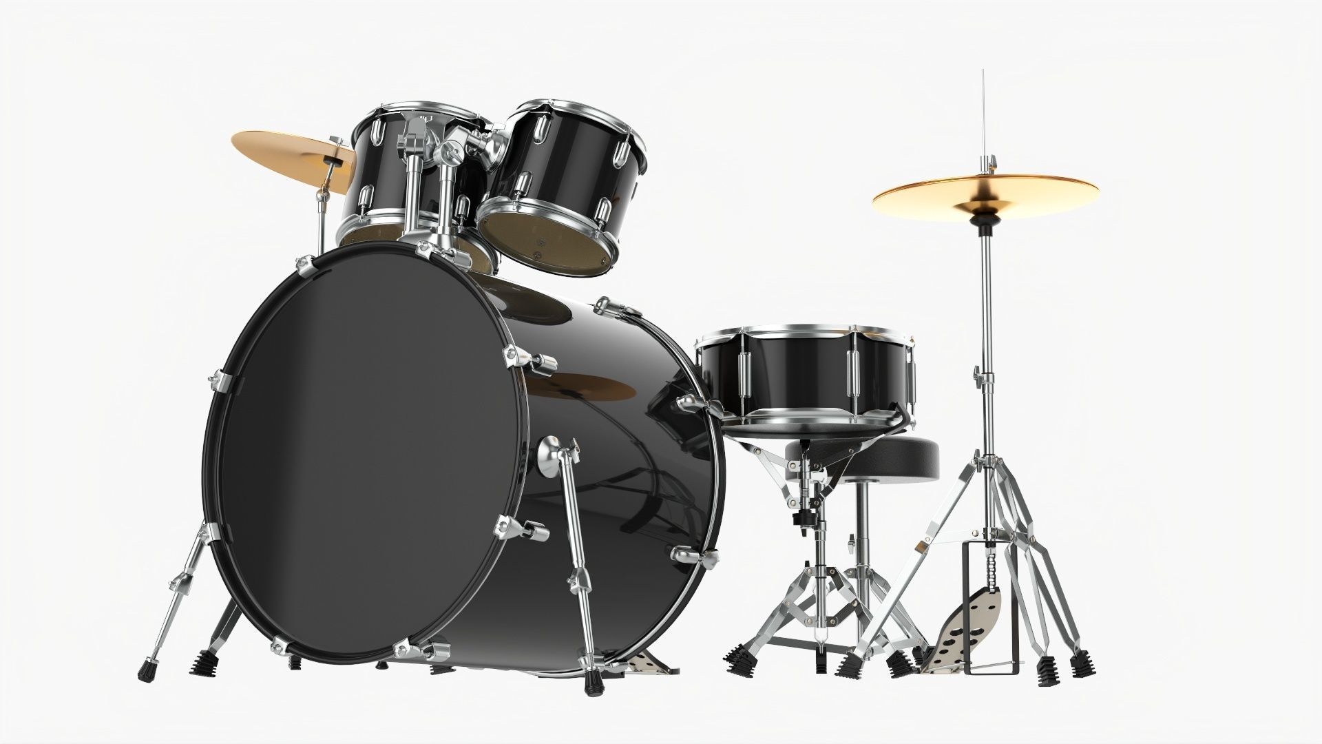 Acoustic drum set 3D model_1