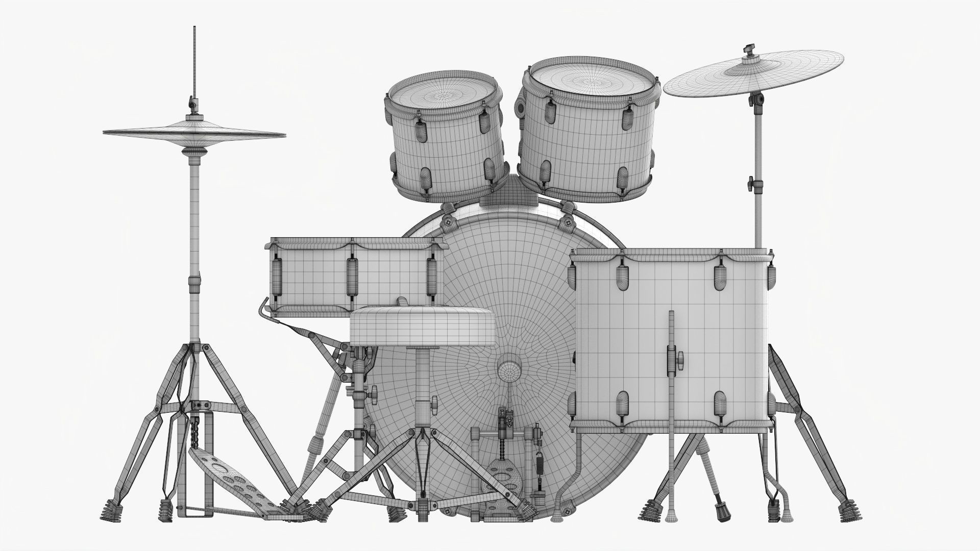 Acoustic drum set 3D model_16