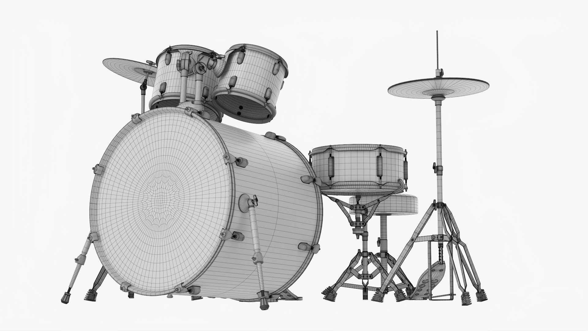Acoustic drum set 3D model_11