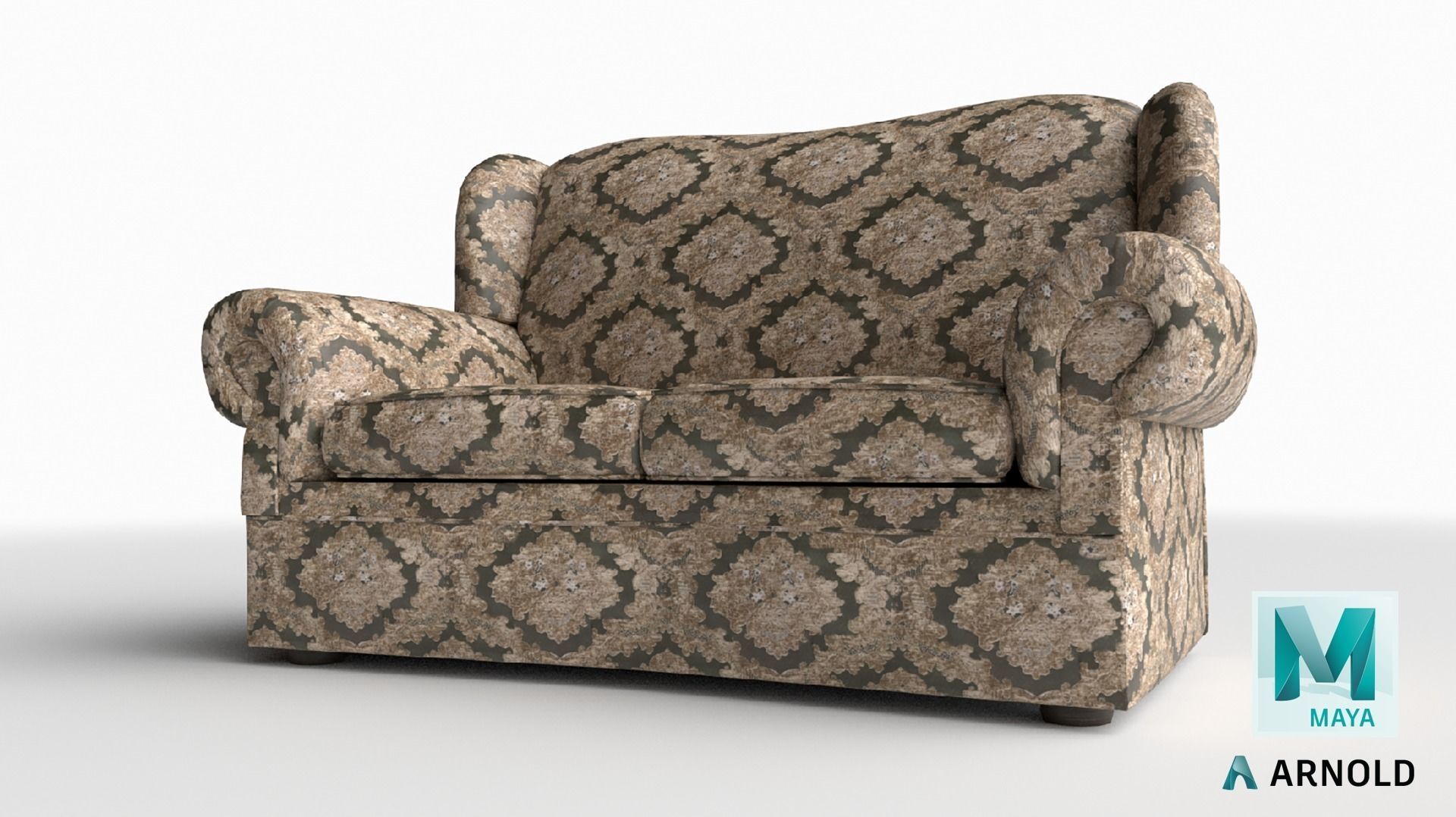Classic Sofa PBR GameReady Low-poly 3D model_15