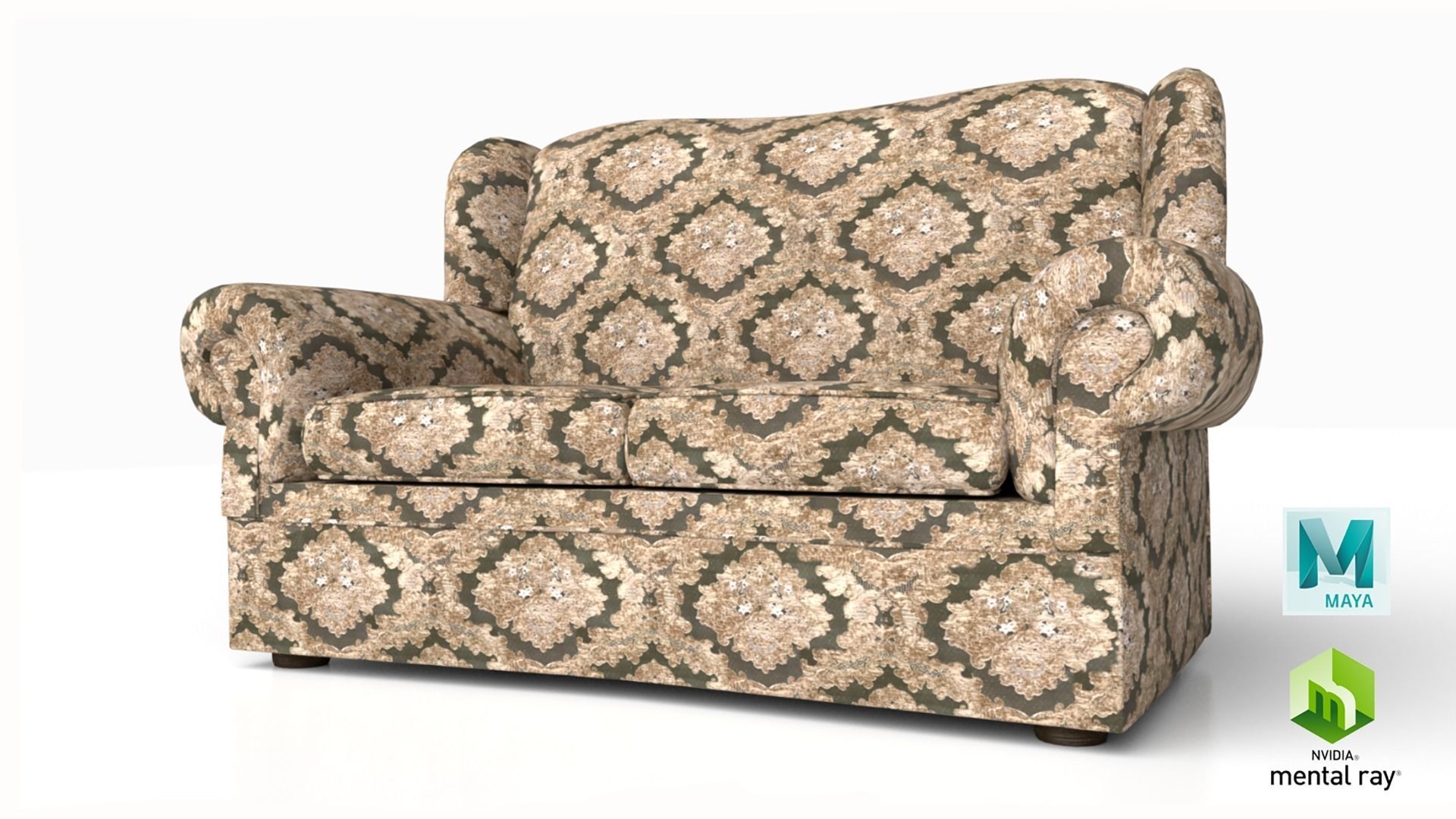 Classic Sofa PBR GameReady Low-poly 3D model_17