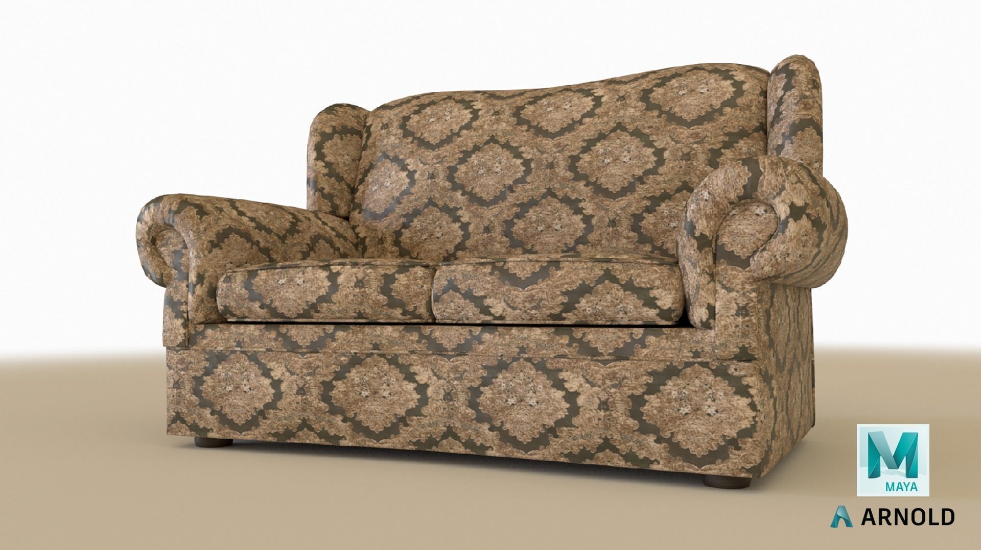 Classic Sofa PBR GameReady Low-poly 3D model_14