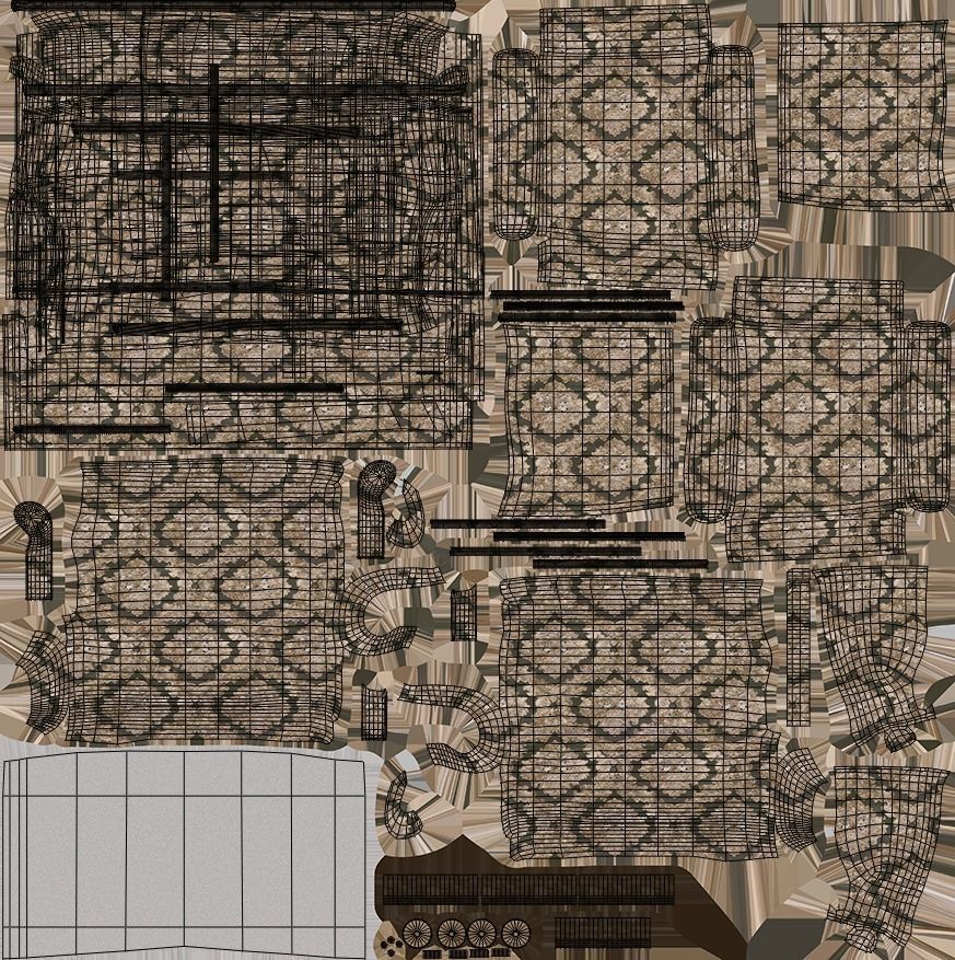 Classic Sofa PBR GameReady Low-poly 3D model_10