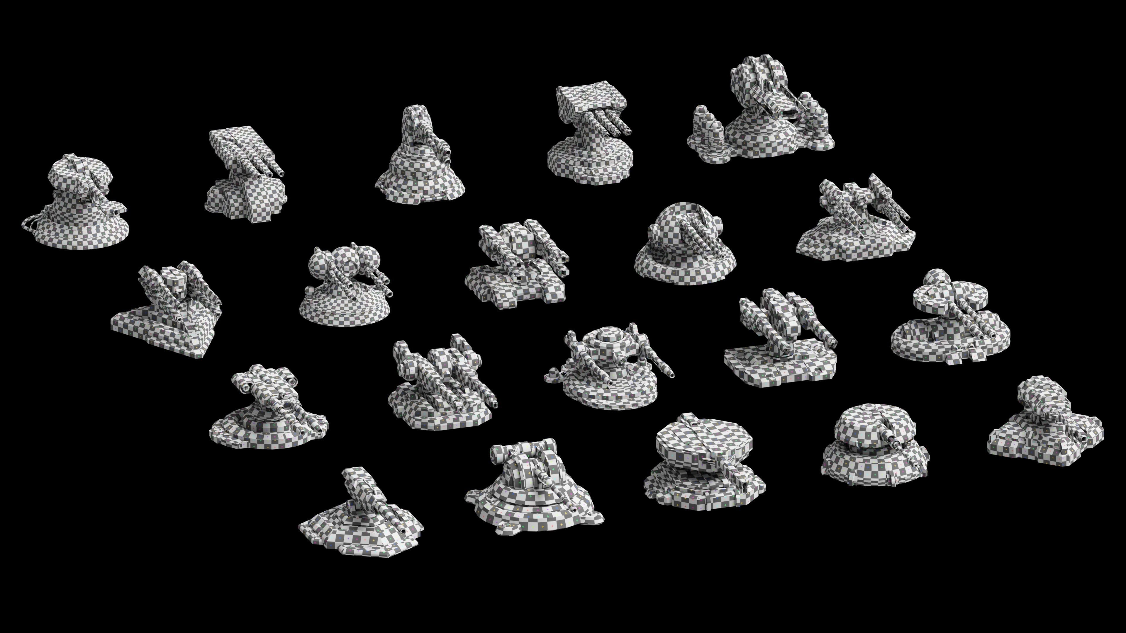 Turret Pack Low-poly 3D model_12