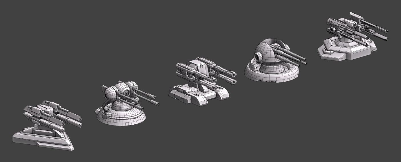 Turret Pack Low-poly 3D model_15