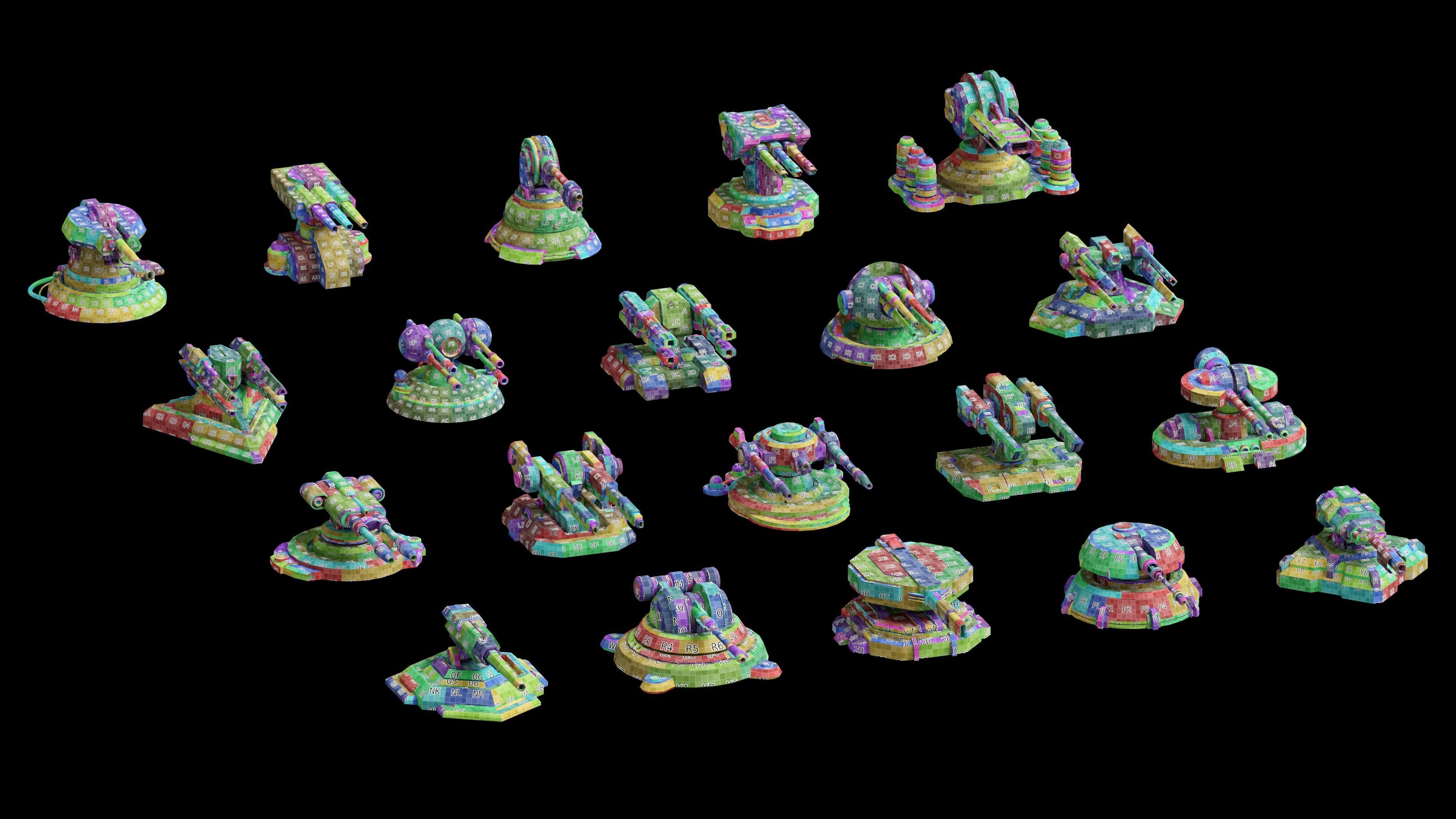 Turret Pack Low-poly 3D model_11