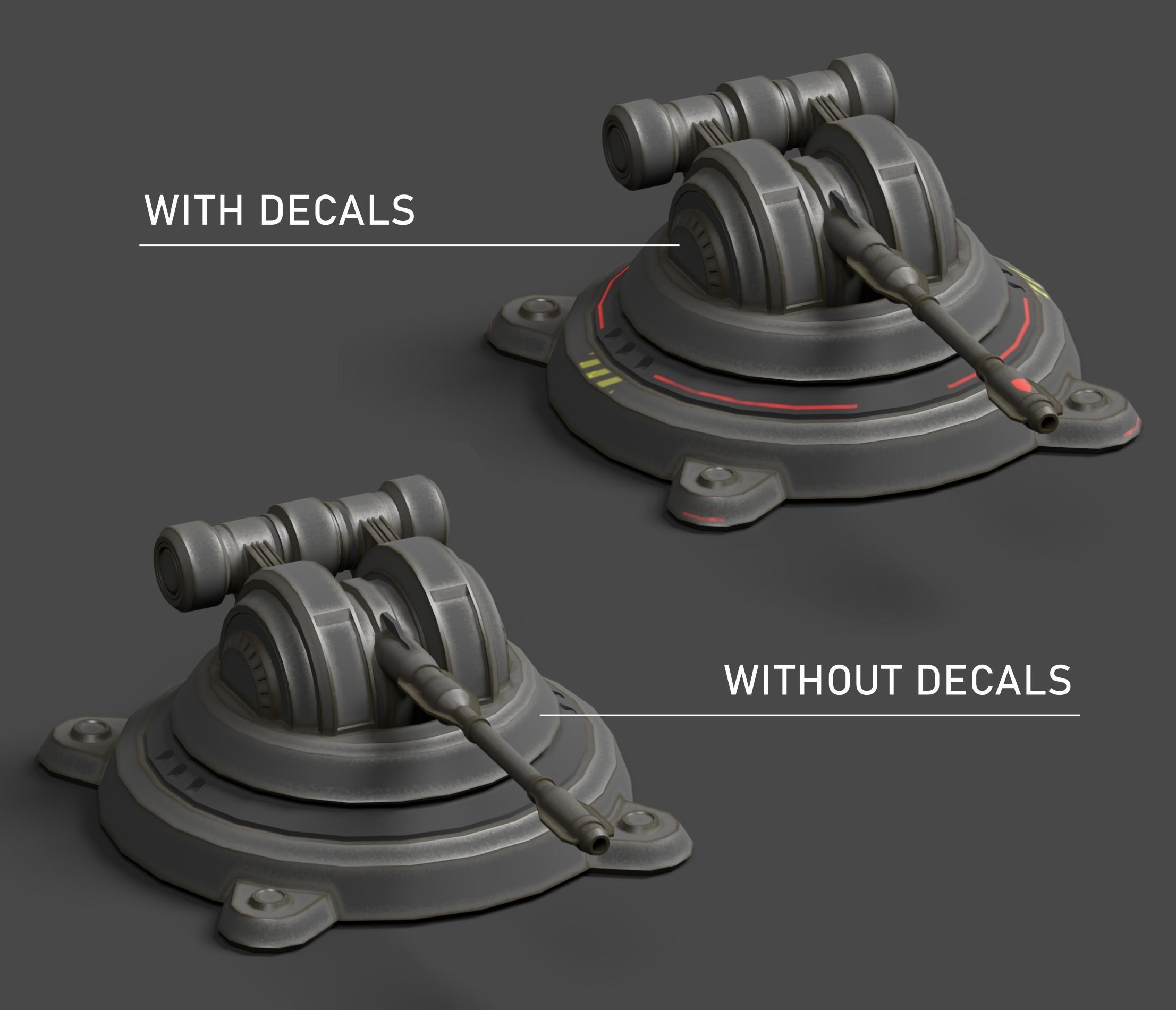 Turret Pack Low-poly 3D model_8