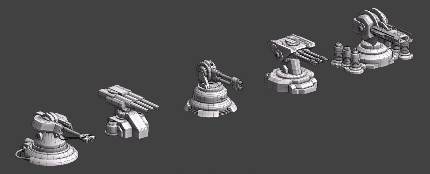 Turret Pack Low-poly 3D model_16