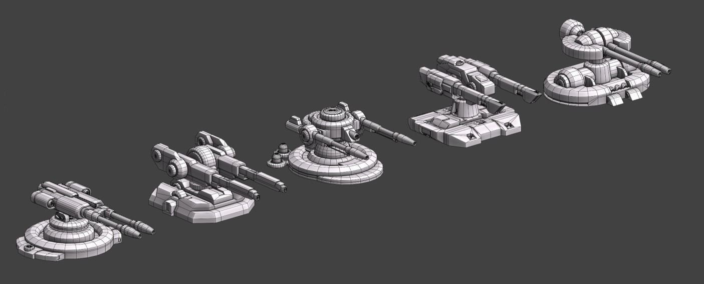 Turret Pack Low-poly 3D model_14