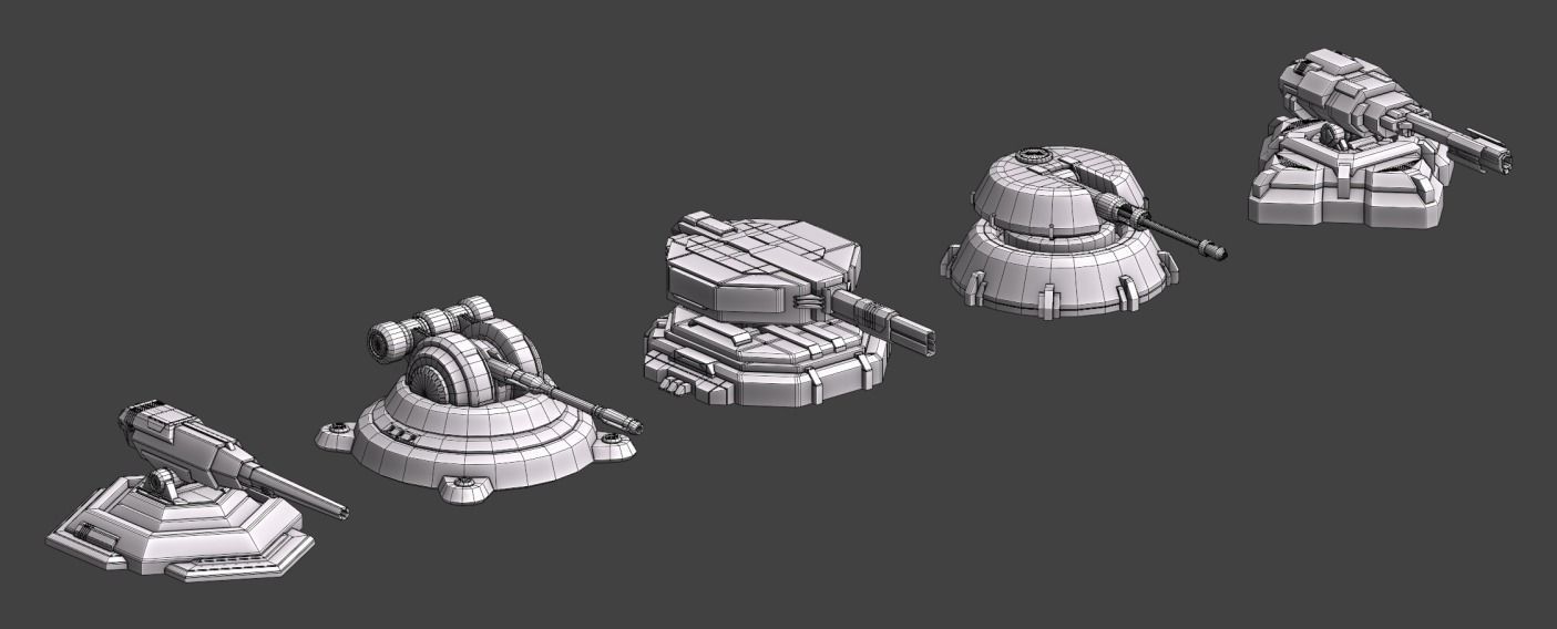 Turret Pack Low-poly 3D model_13