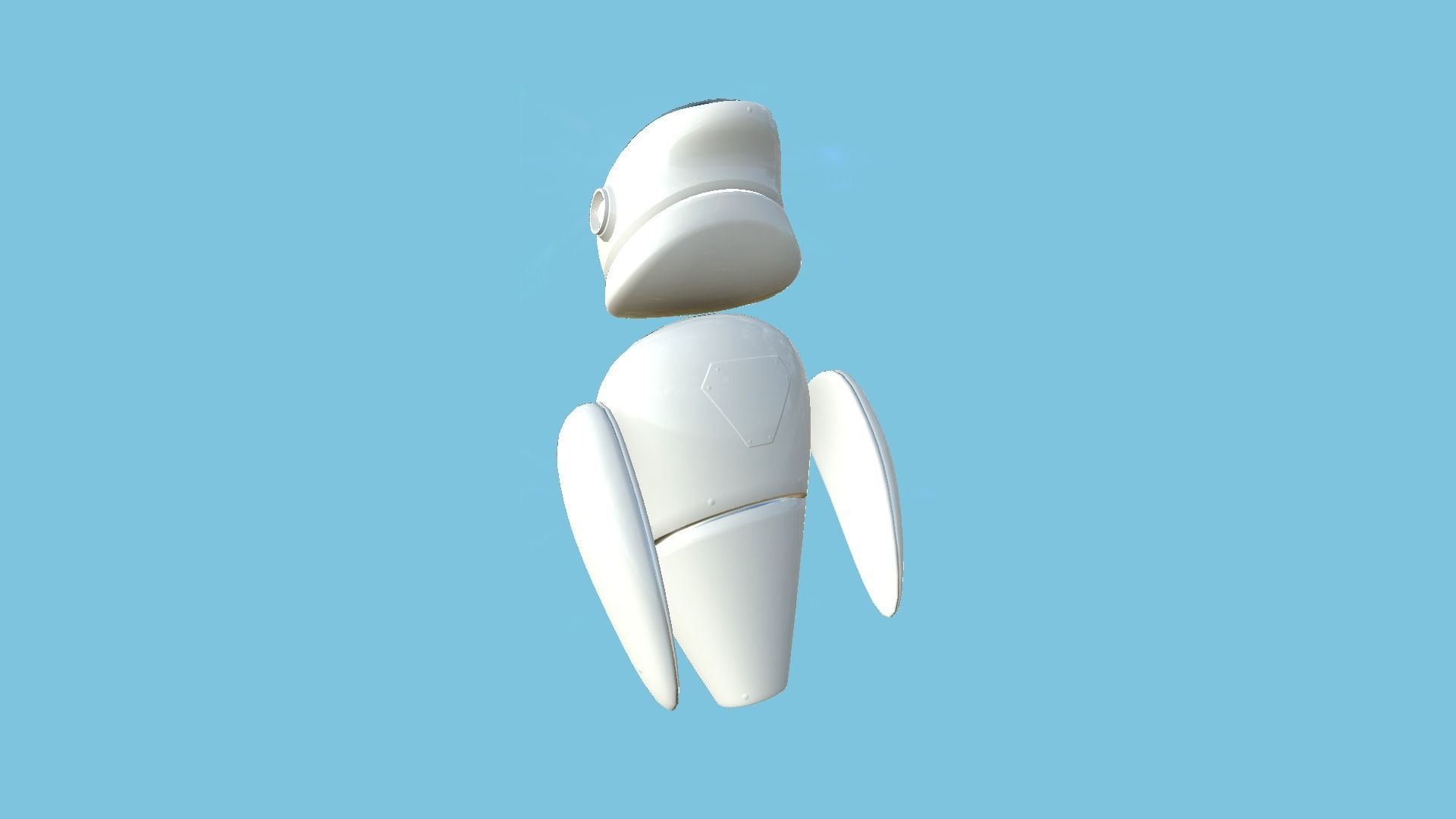 Flying Robot 01 White - Character SciFi Design Low-poly 3D model_4