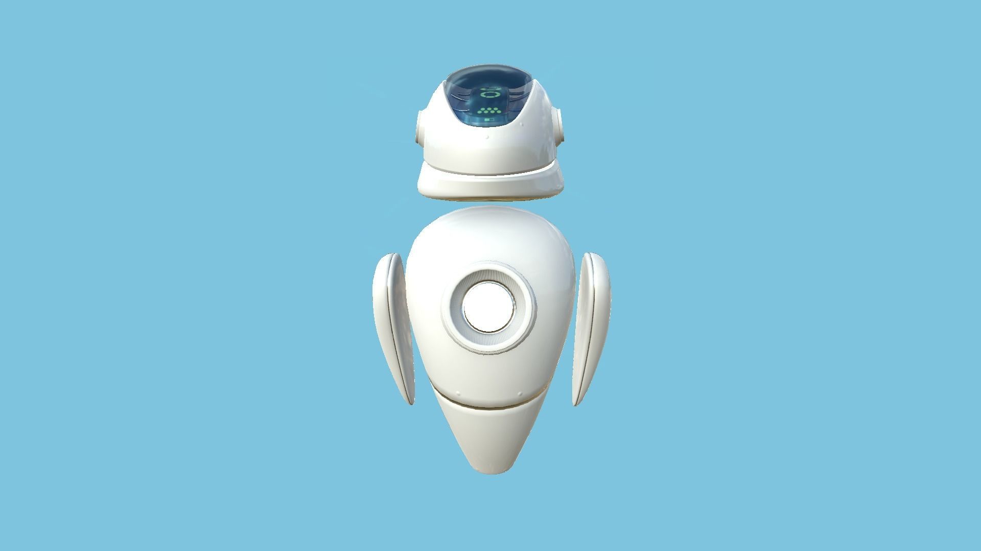 Flying Robot 01 White - Character SciFi Design Low-poly 3D model_1