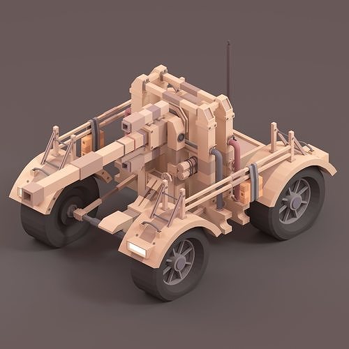 Low Poly German Tank 88MM Gun Low-poly 3D model