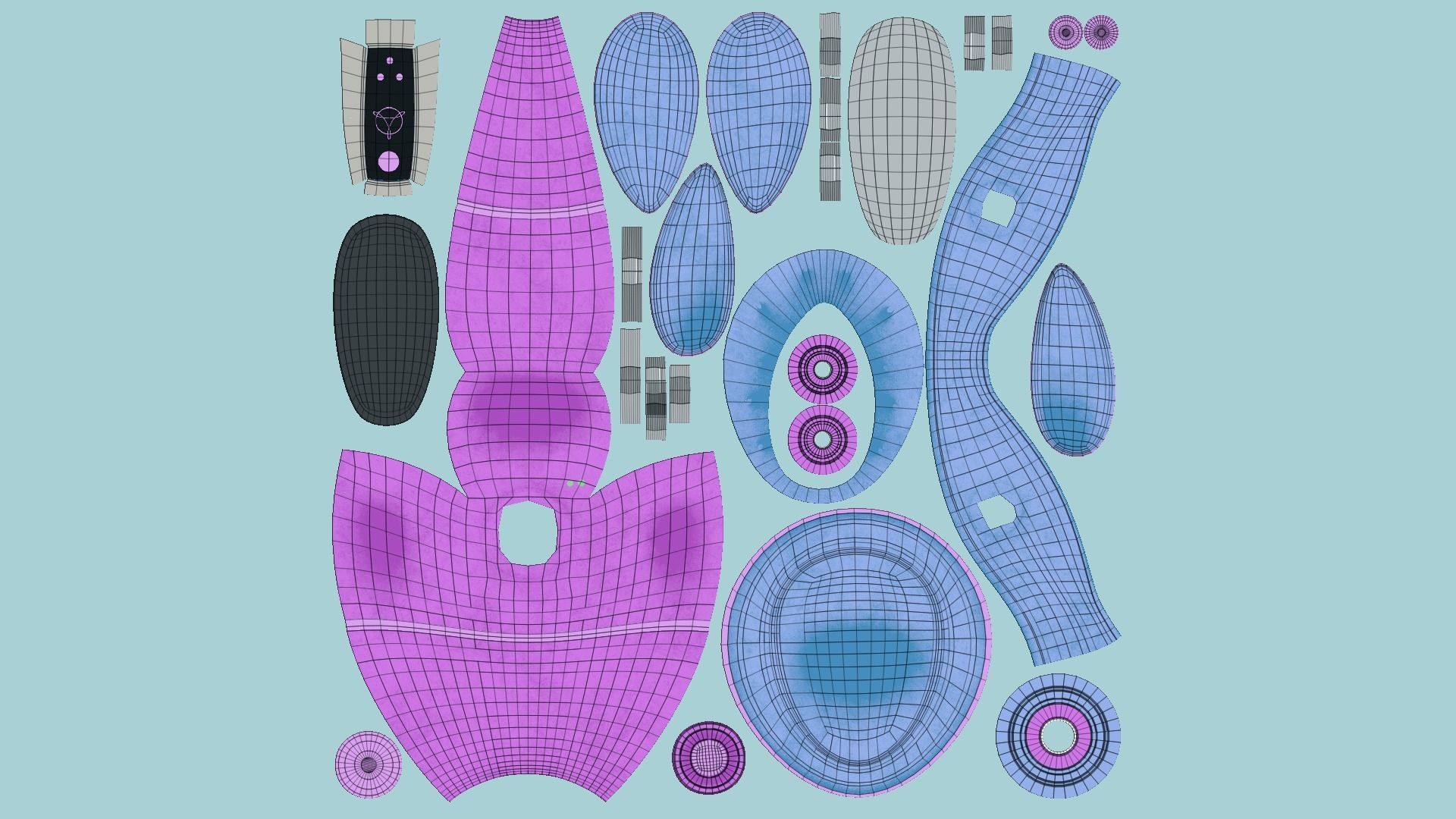 Flying Robot 03 Pink Blue - Character SciFi Design Low-poly 3D model_5