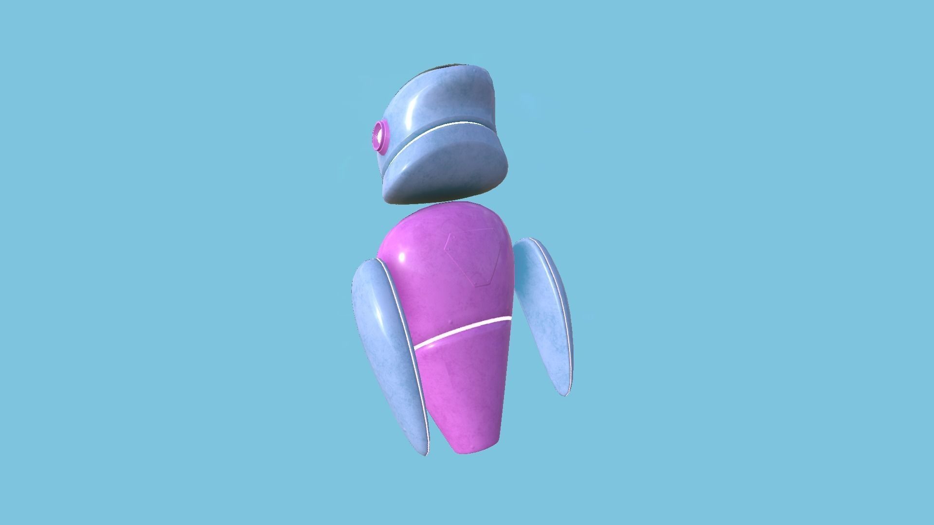 Flying Robot 03 Pink Blue - Character SciFi Design Low-poly 3D model_3