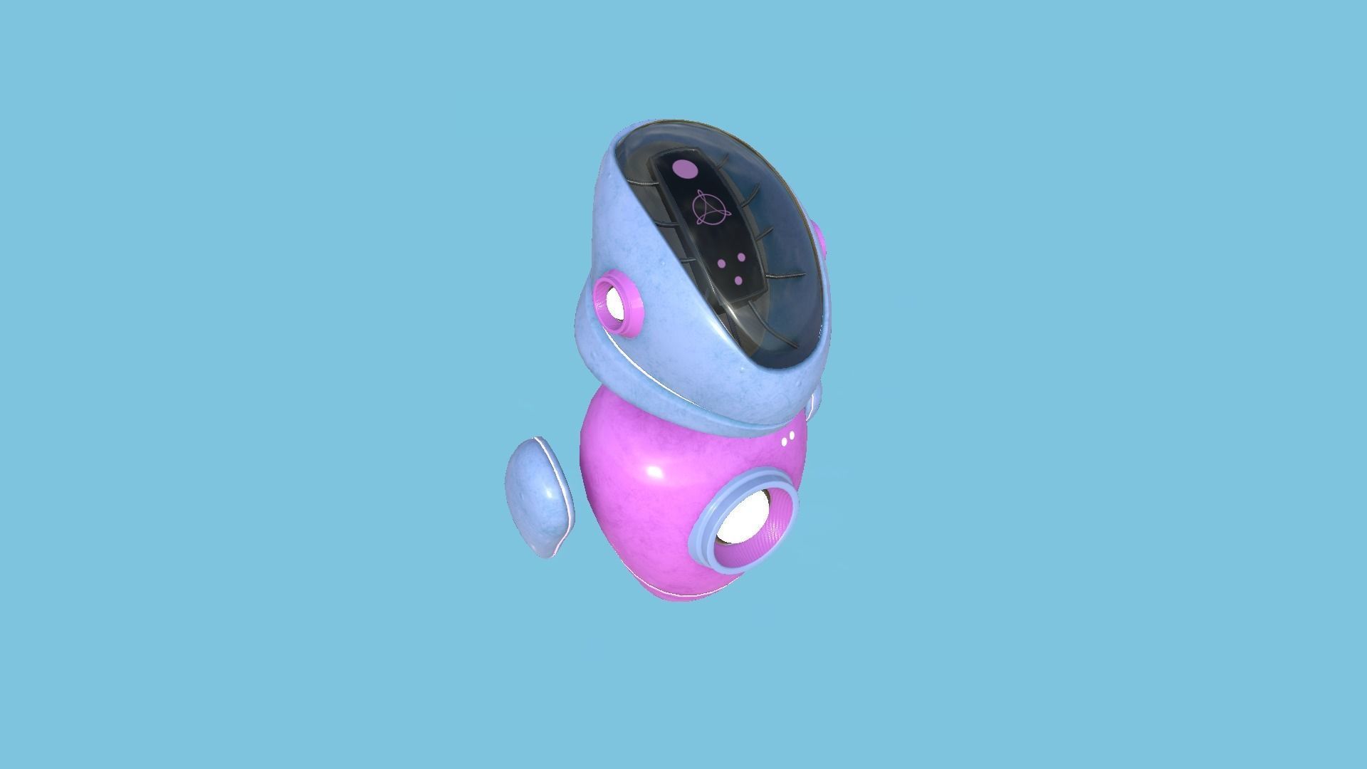 Flying Robot 03 Pink Blue - Character SciFi Design Low-poly 3D model_1