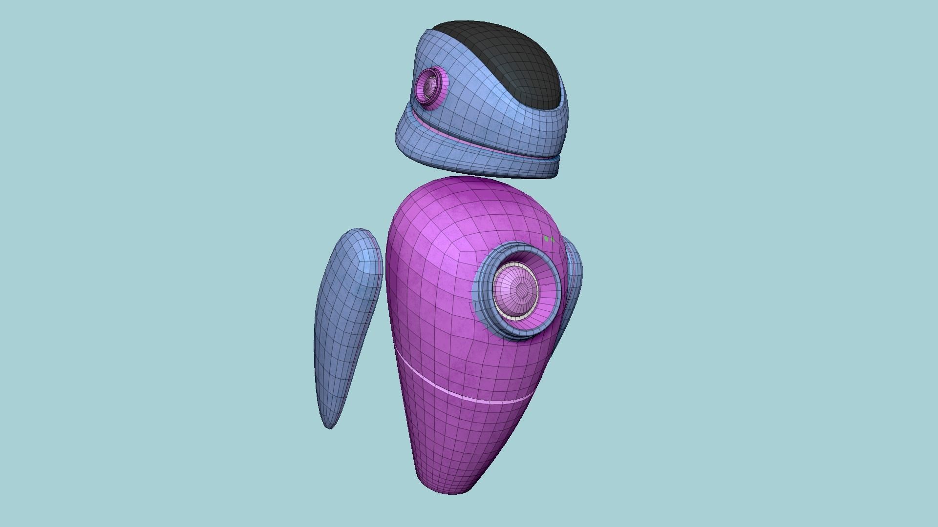 Flying Robot 03 Pink Blue - Character SciFi Design Low-poly 3D model_6