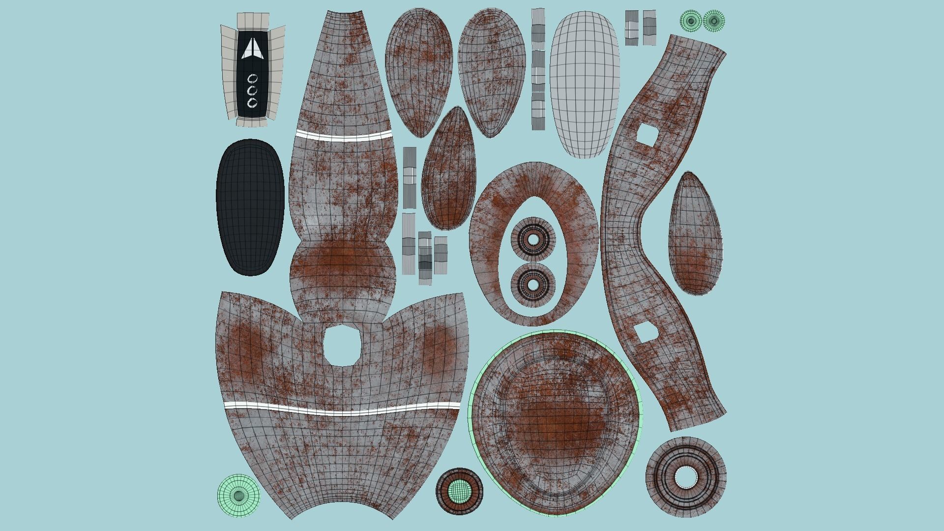 Flying Robot 05 Destroyed Rust - Character SciFi Design Low-poly 3D model_5