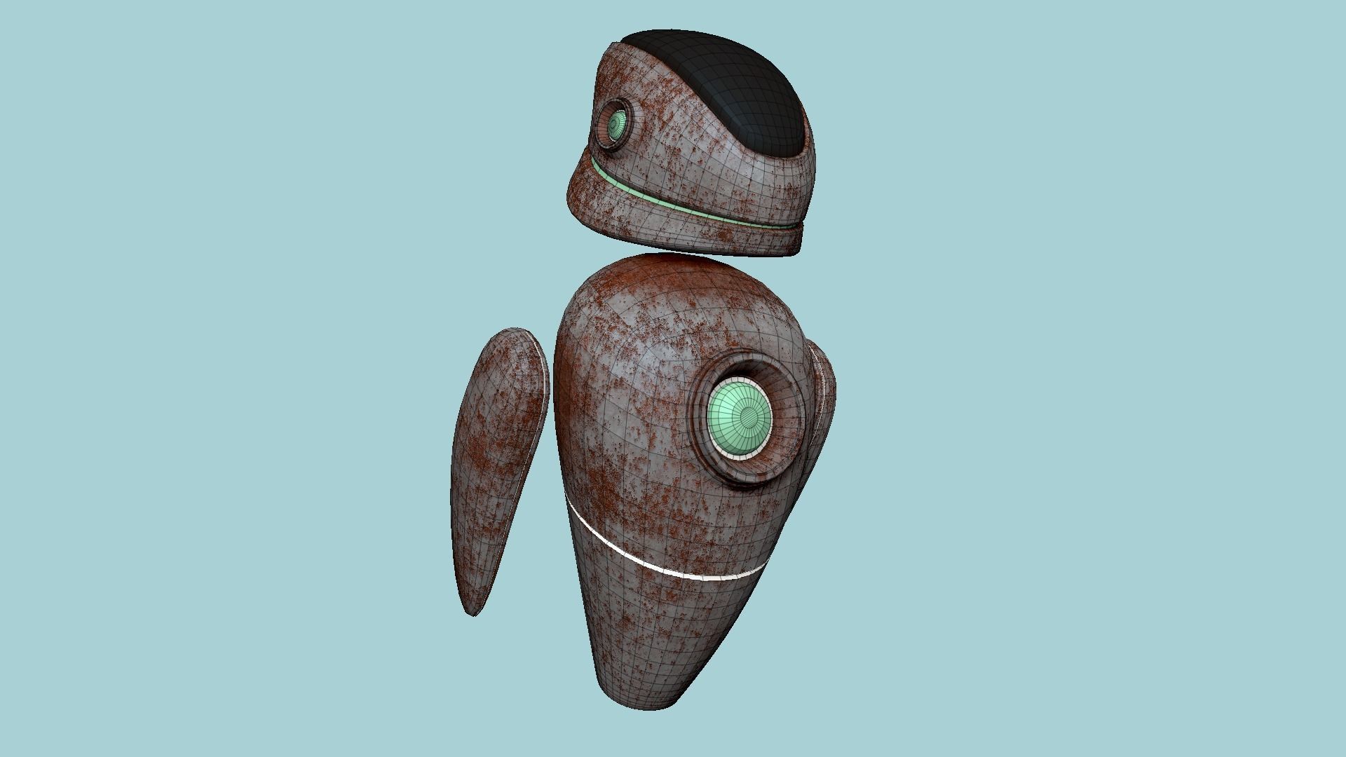 Flying Robot 05 Destroyed Rust - Character SciFi Design Low-poly 3D model_6