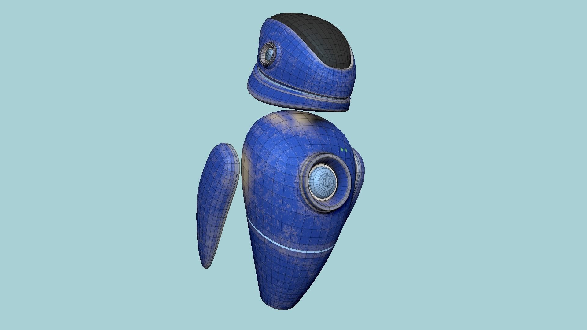 Flying Robot 06 Blue Steel - Character SciFi Design Low-poly 3D model_6