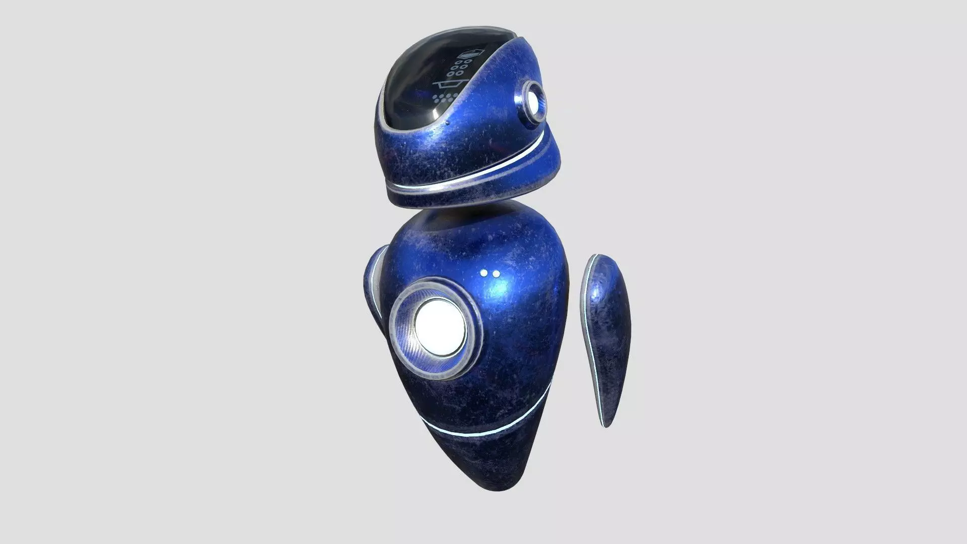 Flying Robot 06 Blue Steel - Character SciFi Design Low-poly 3D model_0