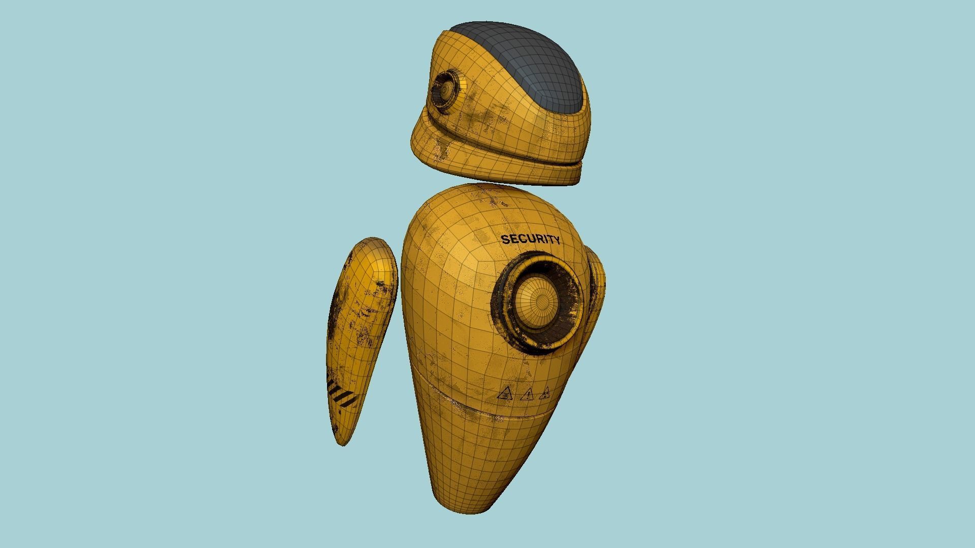 Flying Robot 07 Security - Character SciFi Design Low-poly 3D model_6
