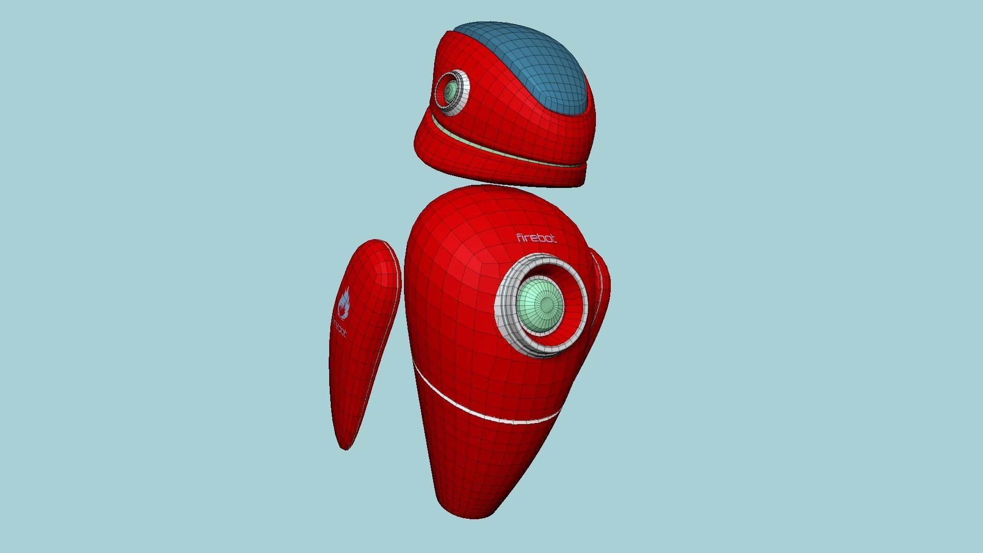 Flying Robot 09 Firebot Fire Fighter - Character SciFi Design Low-poly 3D model_6