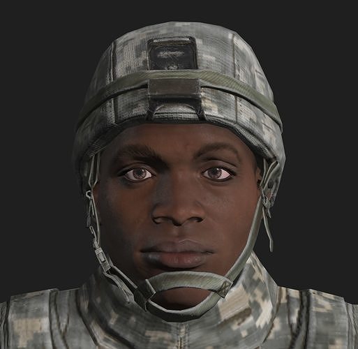 African American Soldier 3D model