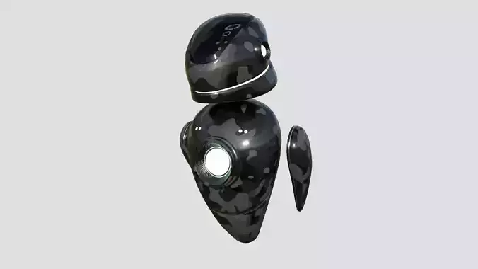 Flying Robot 10 Military Camouflage - Character SciFi Design Low-poly 3D model