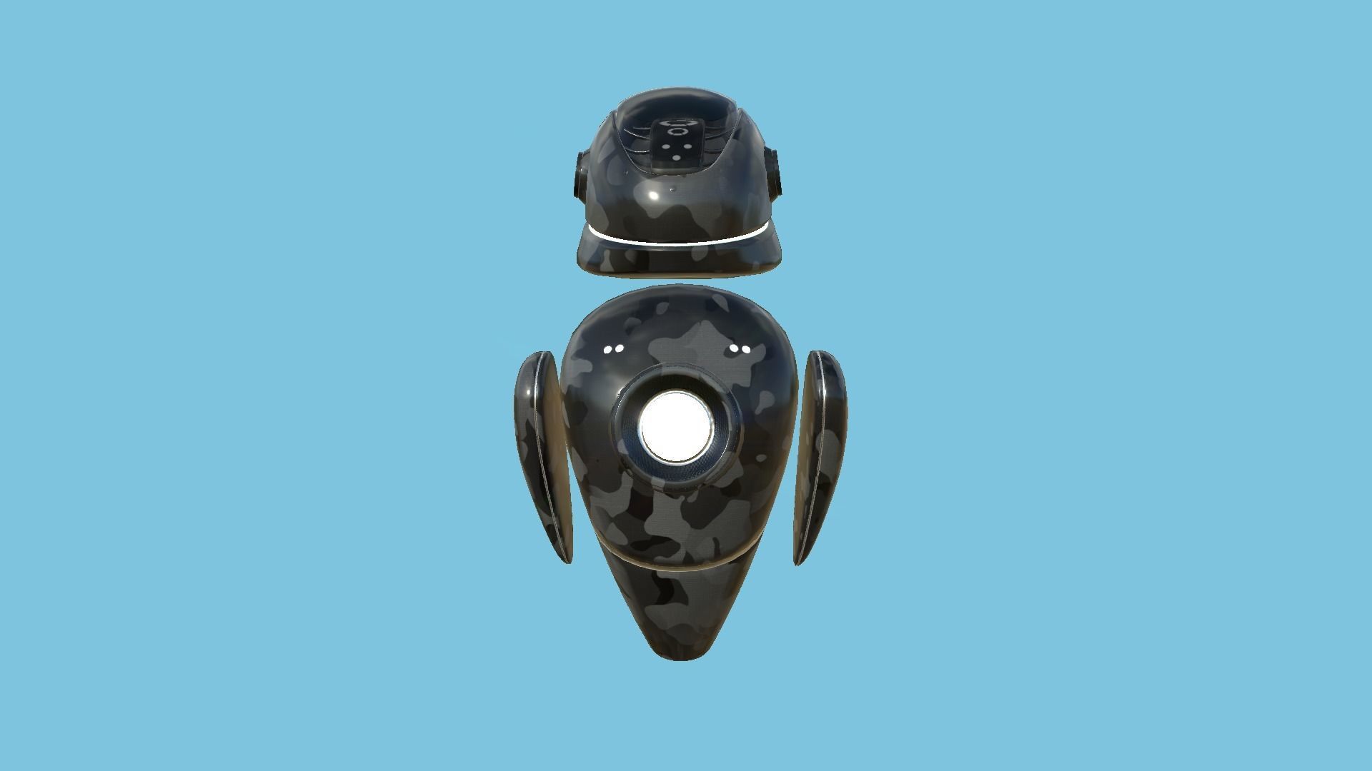 Flying Robot 10 Military Camouflage - Character SciFi Design Low-poly 3D model_1