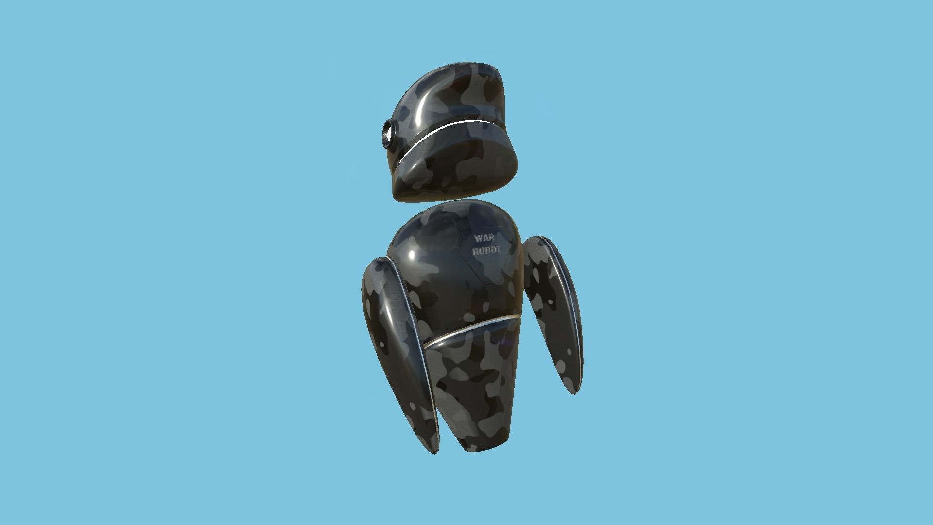 Flying Robot 10 Military Camouflage - Character SciFi Design Low-poly 3D model_4
