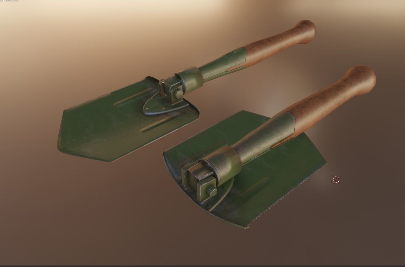 Folding Shovel Pbr  Low-poly 3D model_10