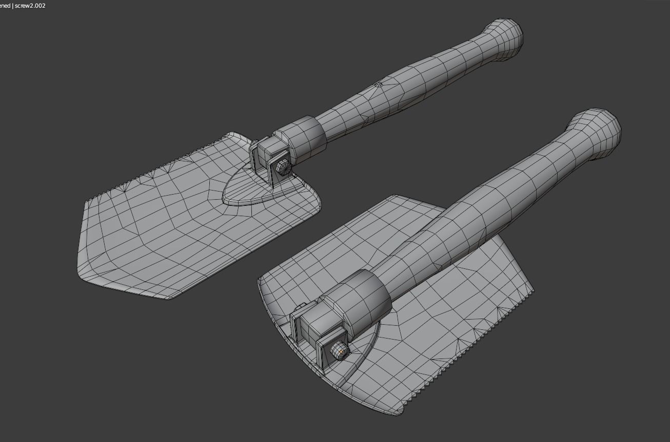 Folding Shovel Pbr  Low-poly 3D model_6