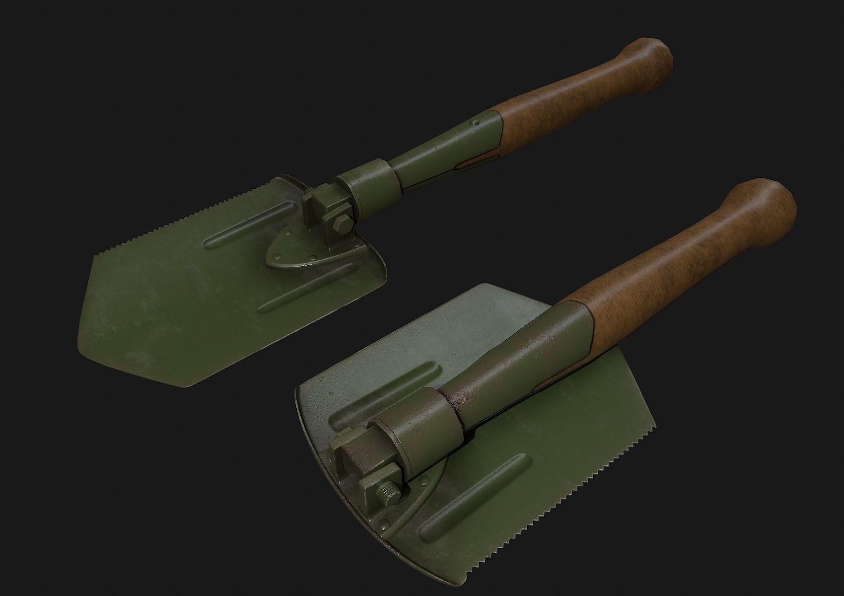 Folding Shovel Pbr  Low-poly 3D model_3