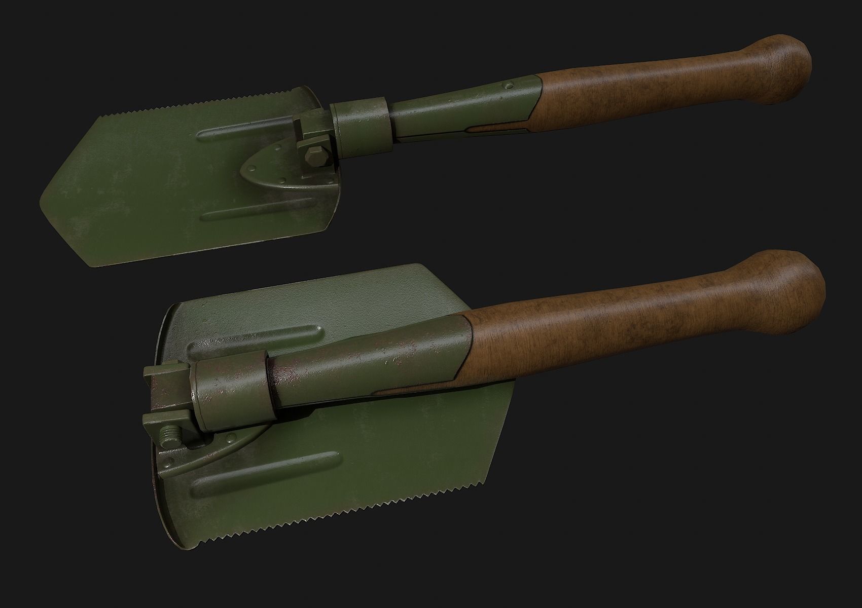 Folding Shovel Pbr  Low-poly 3D model_5