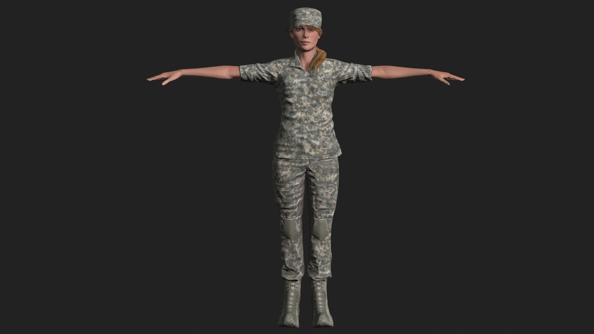 Female Soldier 3D model_1