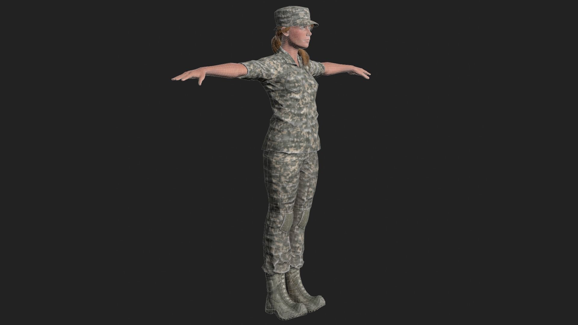 Female Soldier 3D model_5