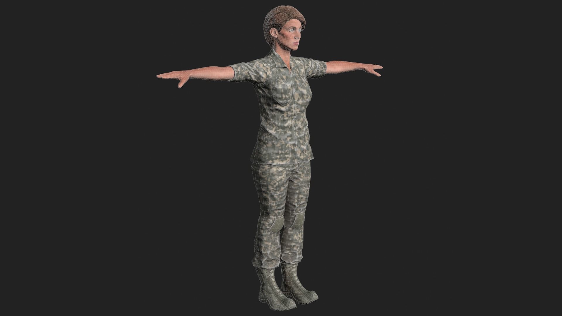 Female Soldier 3D model_5
