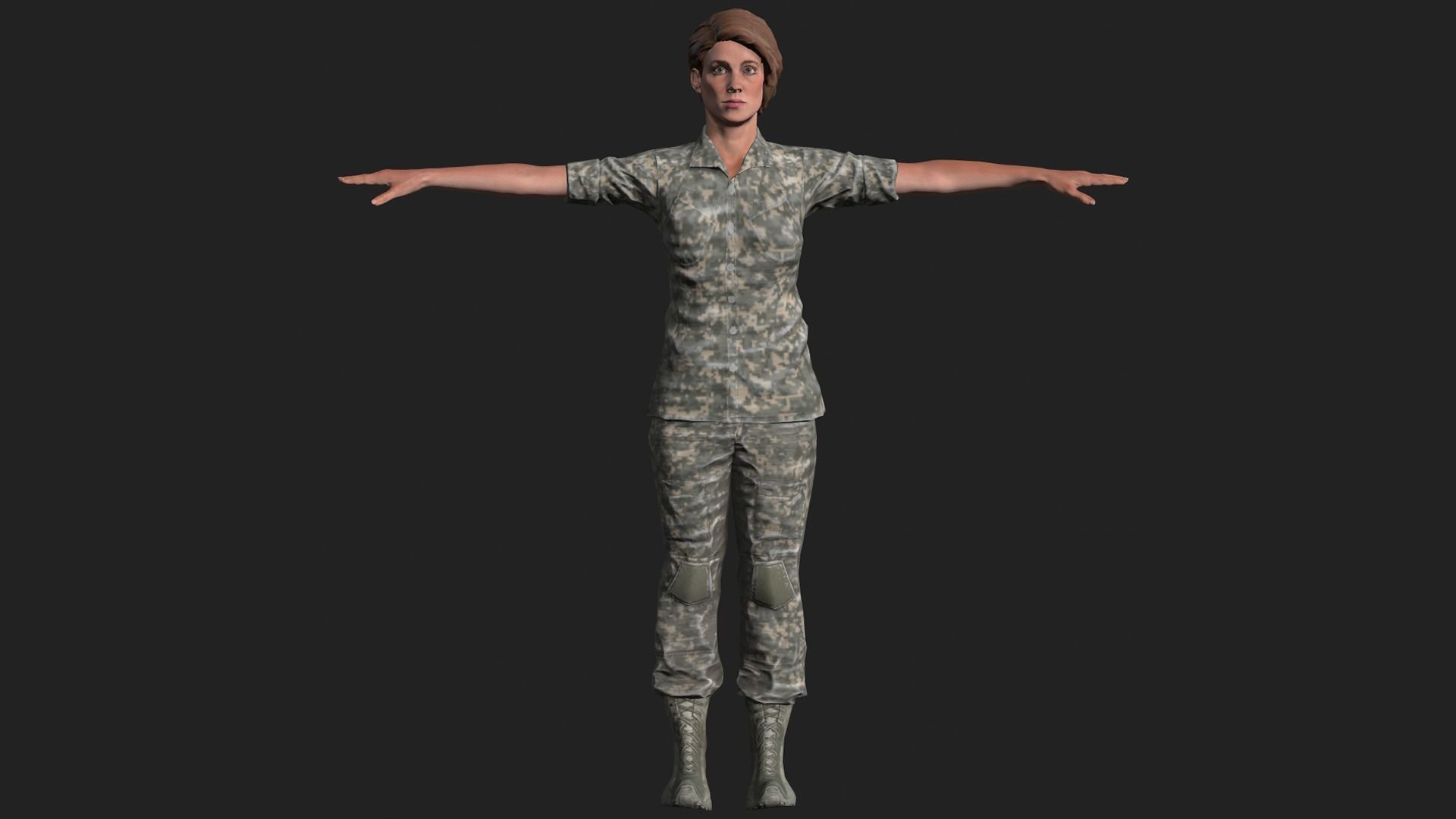 Female Soldier 3D model_1