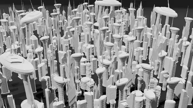 Sci-Fi Buildings Pack - 12 LOWPOLY 3D models