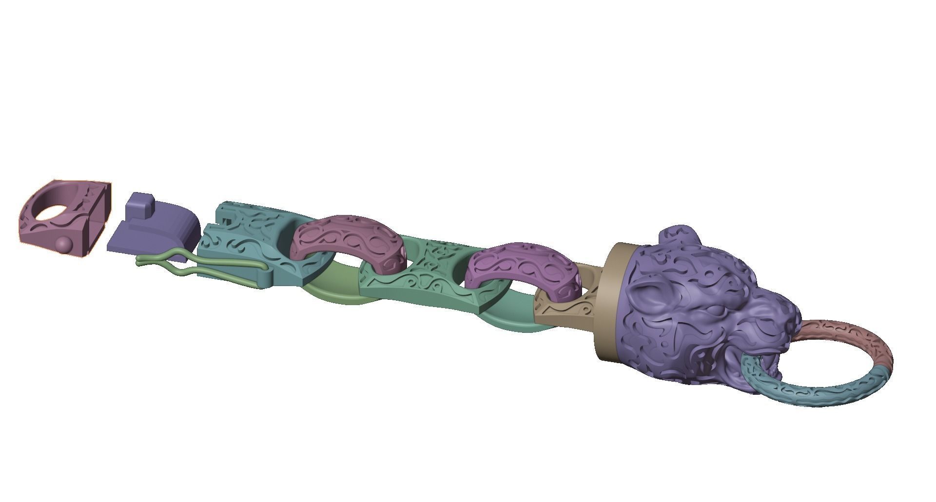 Tiger bracelet 2022 B1 3D print model_23