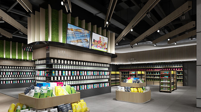 Supermarket interior design of in shanghai 3D model 7